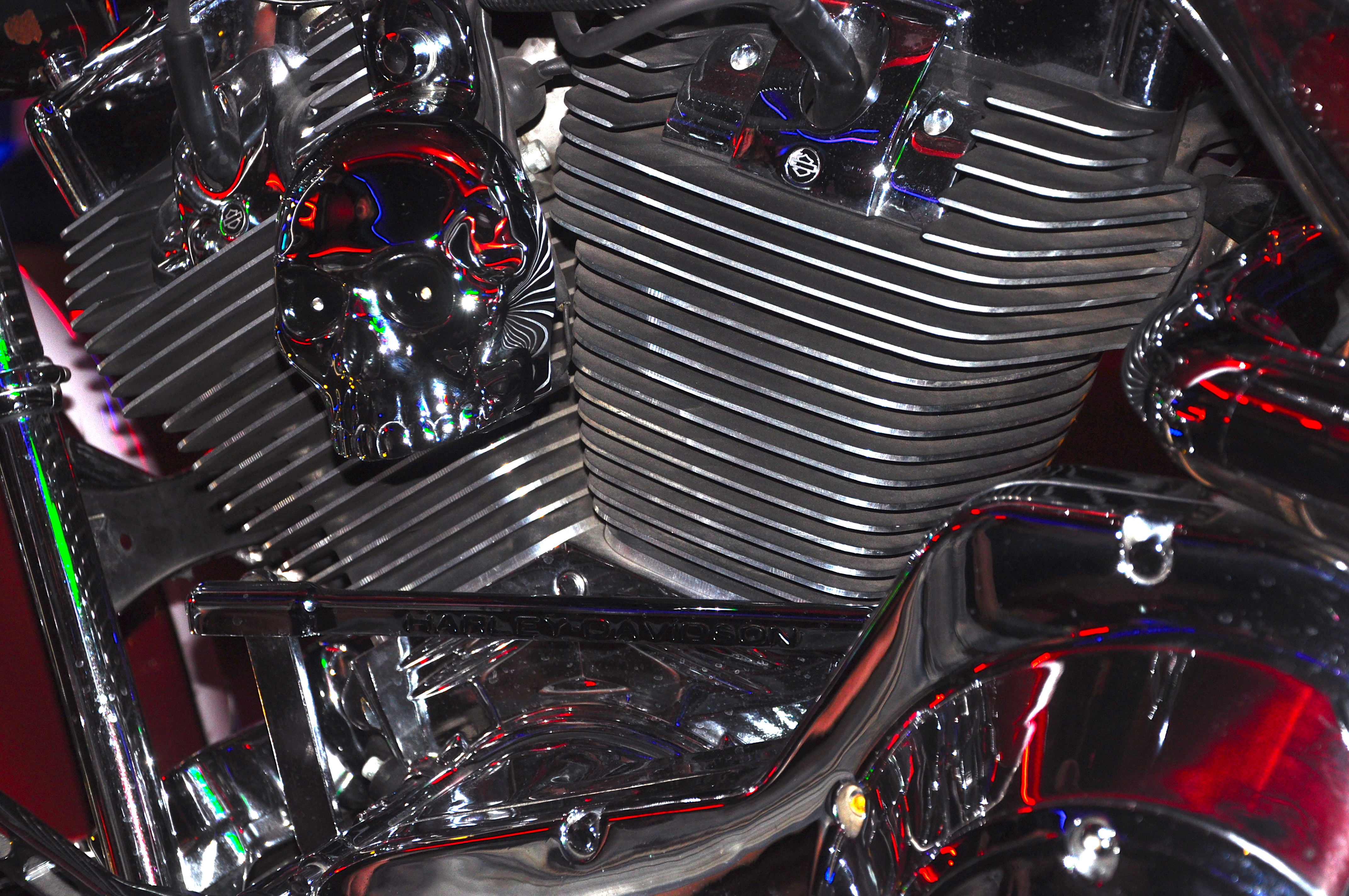 Detalhe do motor de uma Harley-Davidson