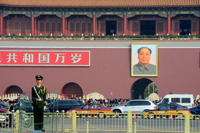 A foto de Mao Tsé Tung na entrada da Cidade Proibida.