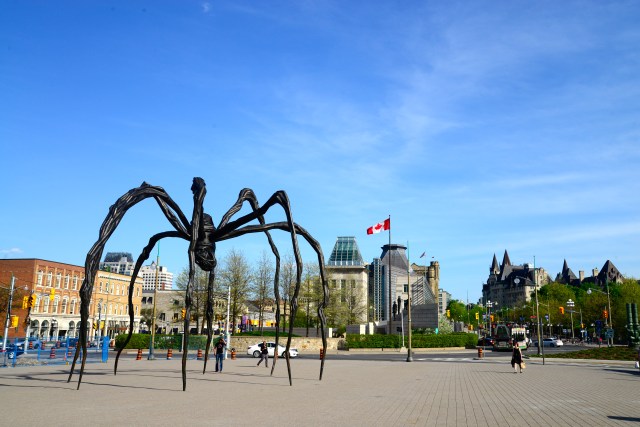 A "Aranha" gigante em frente à galeria.