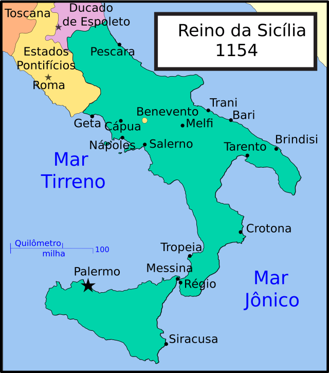 Mapa do Estreito de Messina