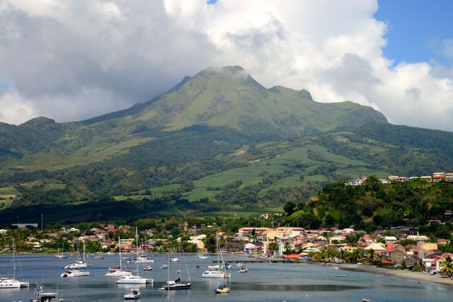 O vulcão Mont Peleé na Ilha da Martinica.
