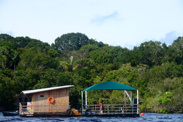 A plataforma de observação dos botos-cor-de-rosa