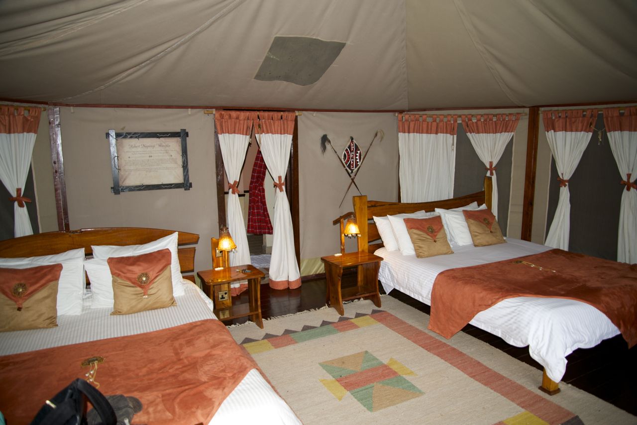 O interior da tenda do Tipilikwani Mara Camp