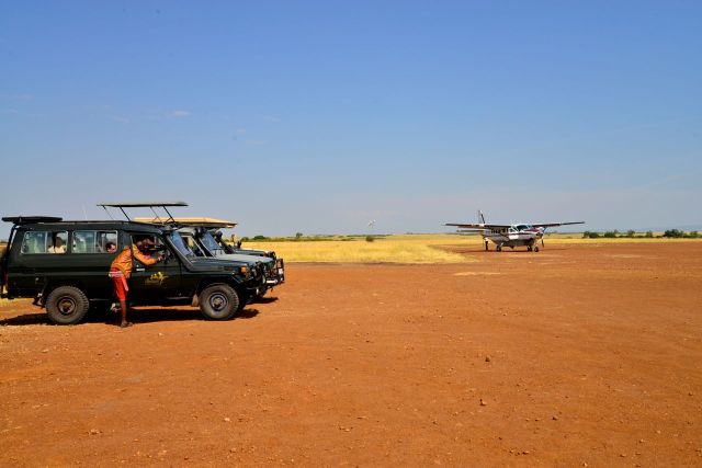 O campo-de-pouso da Reserva Masai Mara.