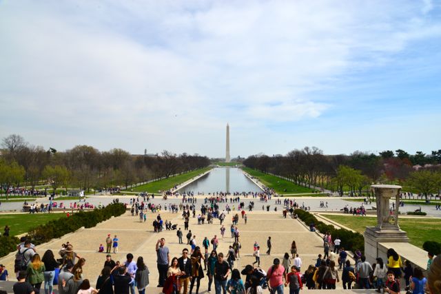 O espelho d'água em frente ao Memorial de Lincoln.