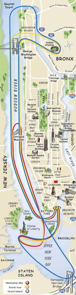 Os mapas dos passeios de helicóptero.