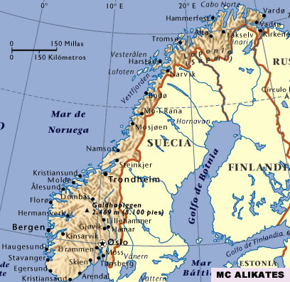 Mapa da Noruega